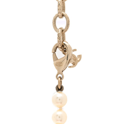Chanel Pearl Baguette Crystal Long CC Necklace Gold 4 of 5