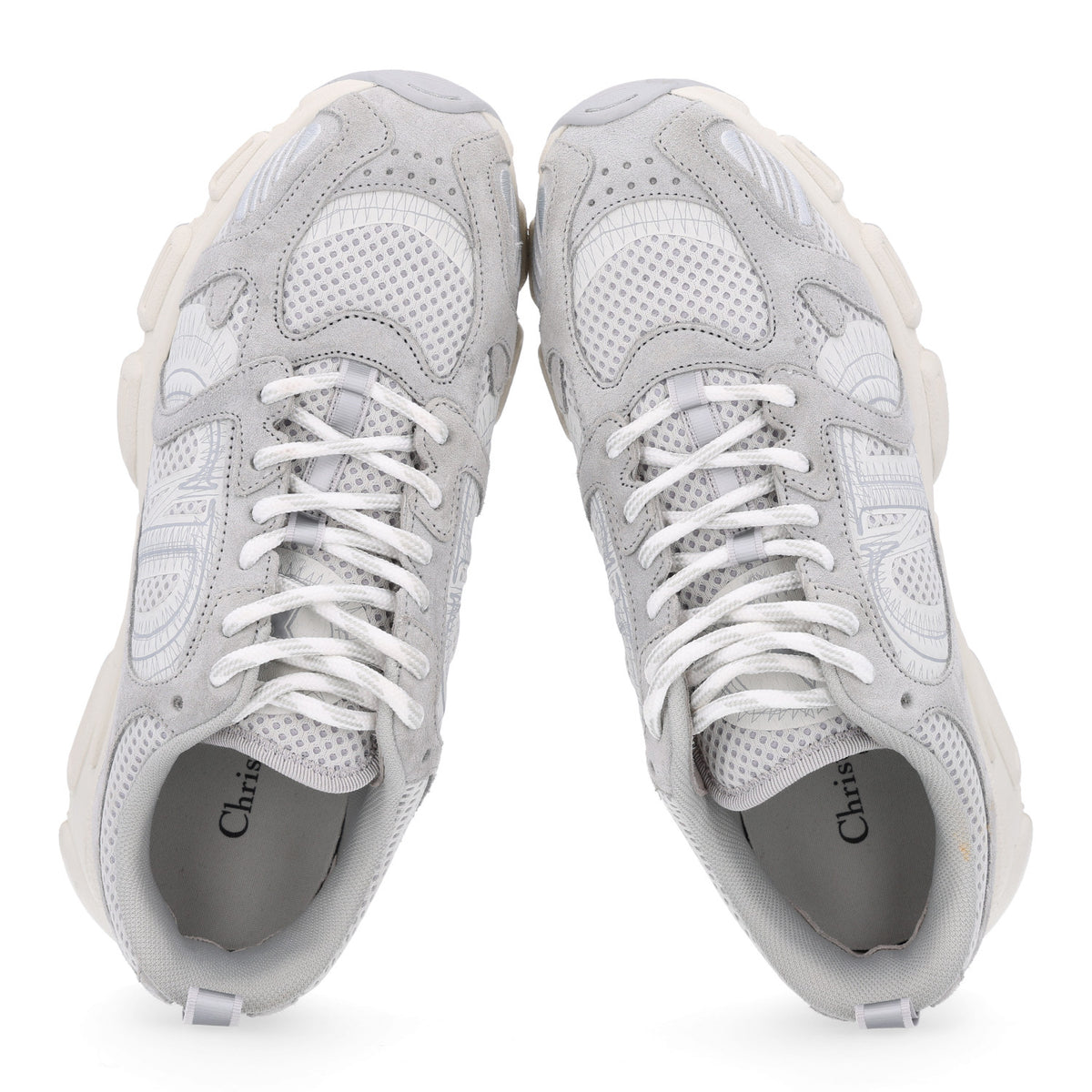Technical Mesh Suede Dior Chrono Sneakers 38.5 Grey