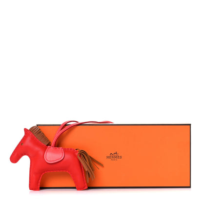 Hermes Milo Lambskin Grigri Rodeo Horse Bag Charm MM Rouge Indien Gold Bougainvillea 4 of 4
