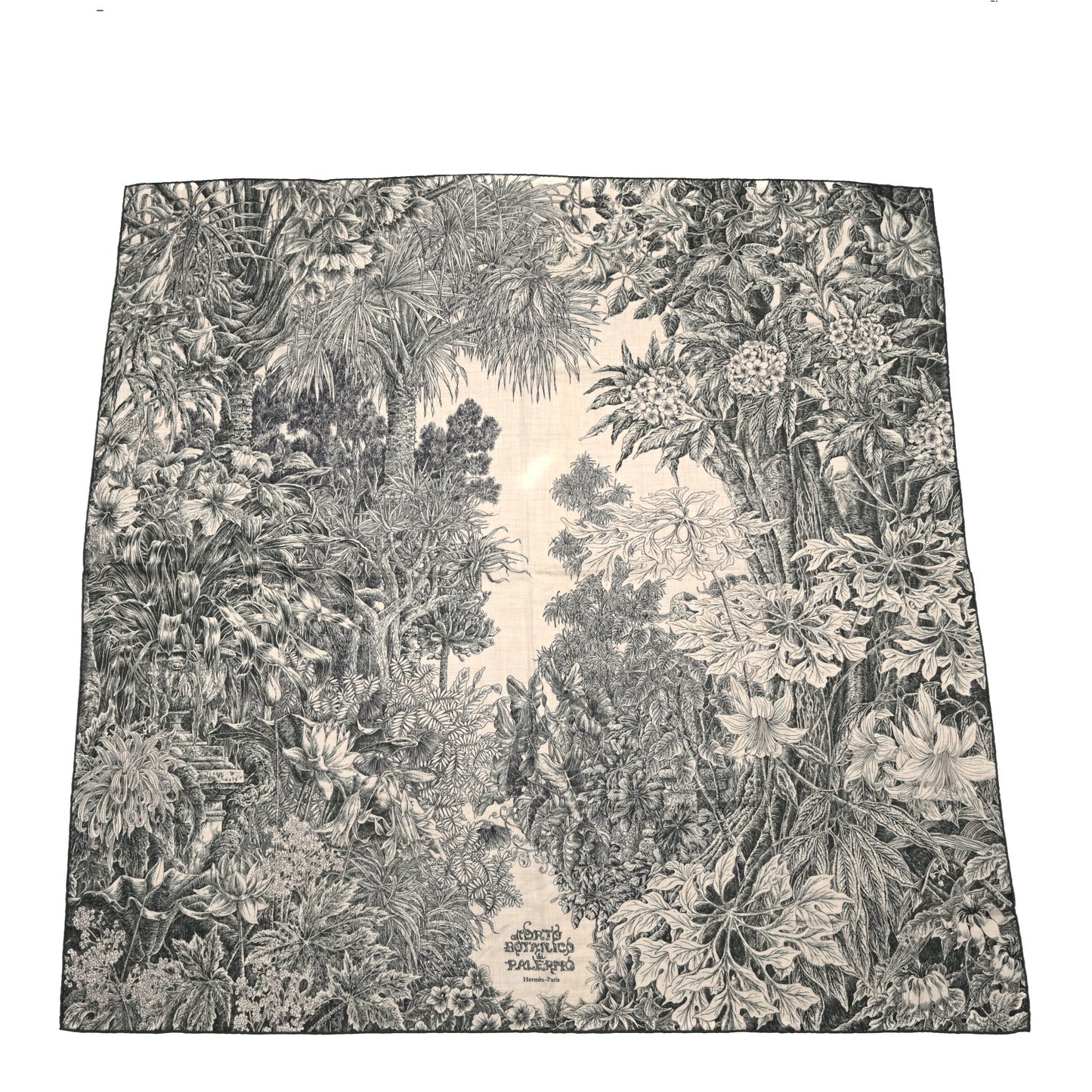 Cashmere Silk All 'Orto Botanico Di Palermo Shawl 140 Vert Loden Naturel Encre
