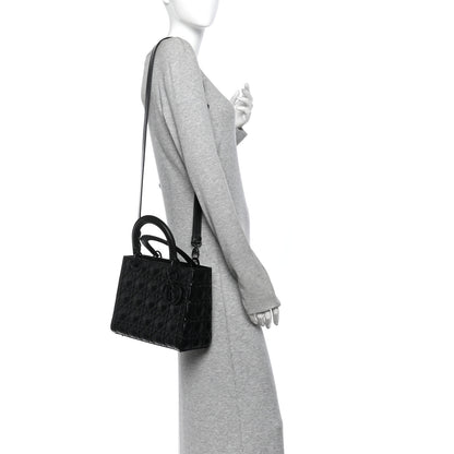 Christian Dior Calfskin Cannage Diamond Cannage Medium Lady Dior Black 2 of 11