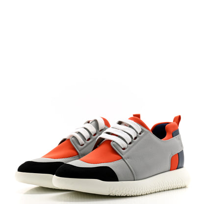 Hermes Epsom Technical Canvas Mens Vitesse Sneakers 42 Orange Multicolor 3 of 9