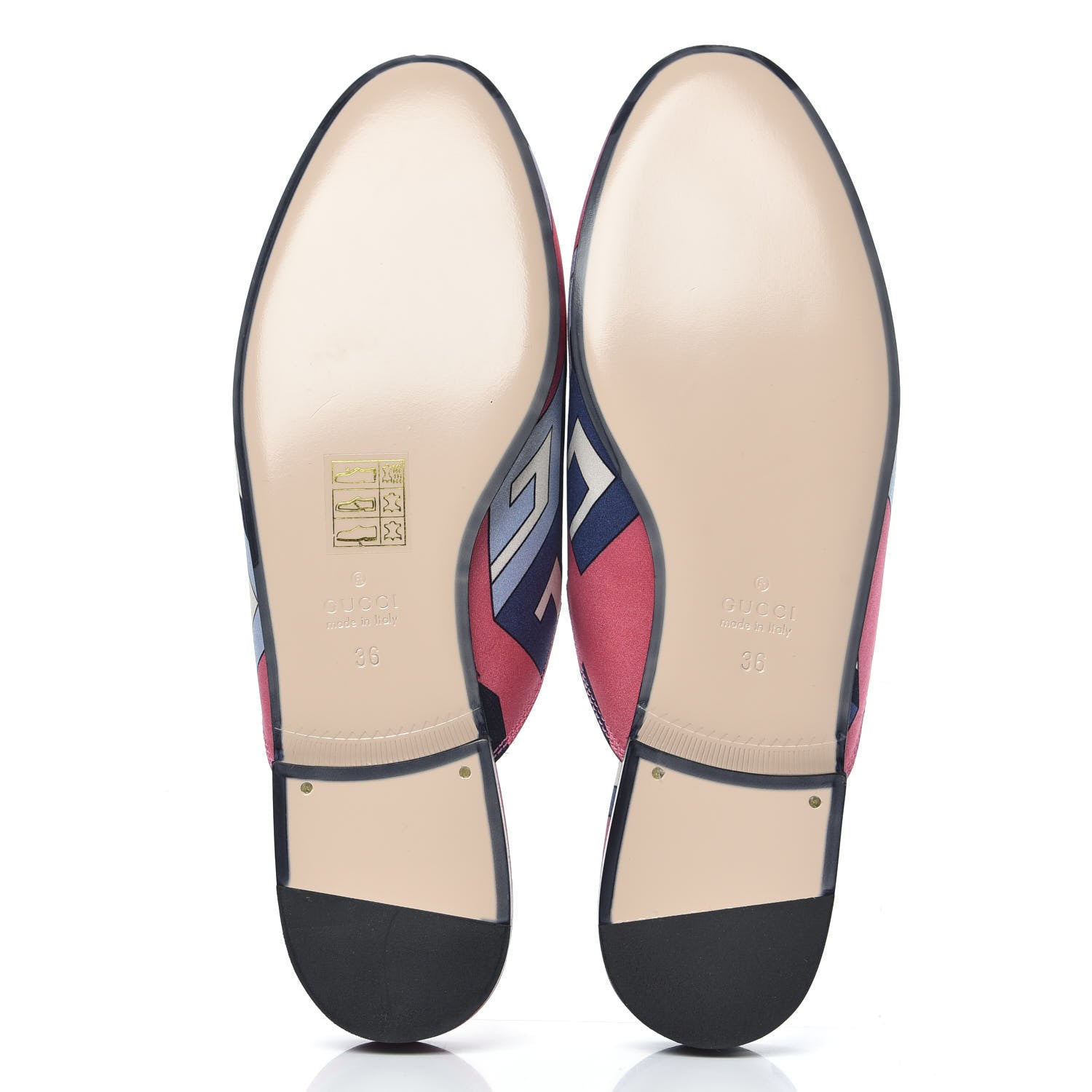 Gucci Satin GG Wallpaper Womens Princetown Slippers 36 Pink Flamboyant Blue Black 5 of 8