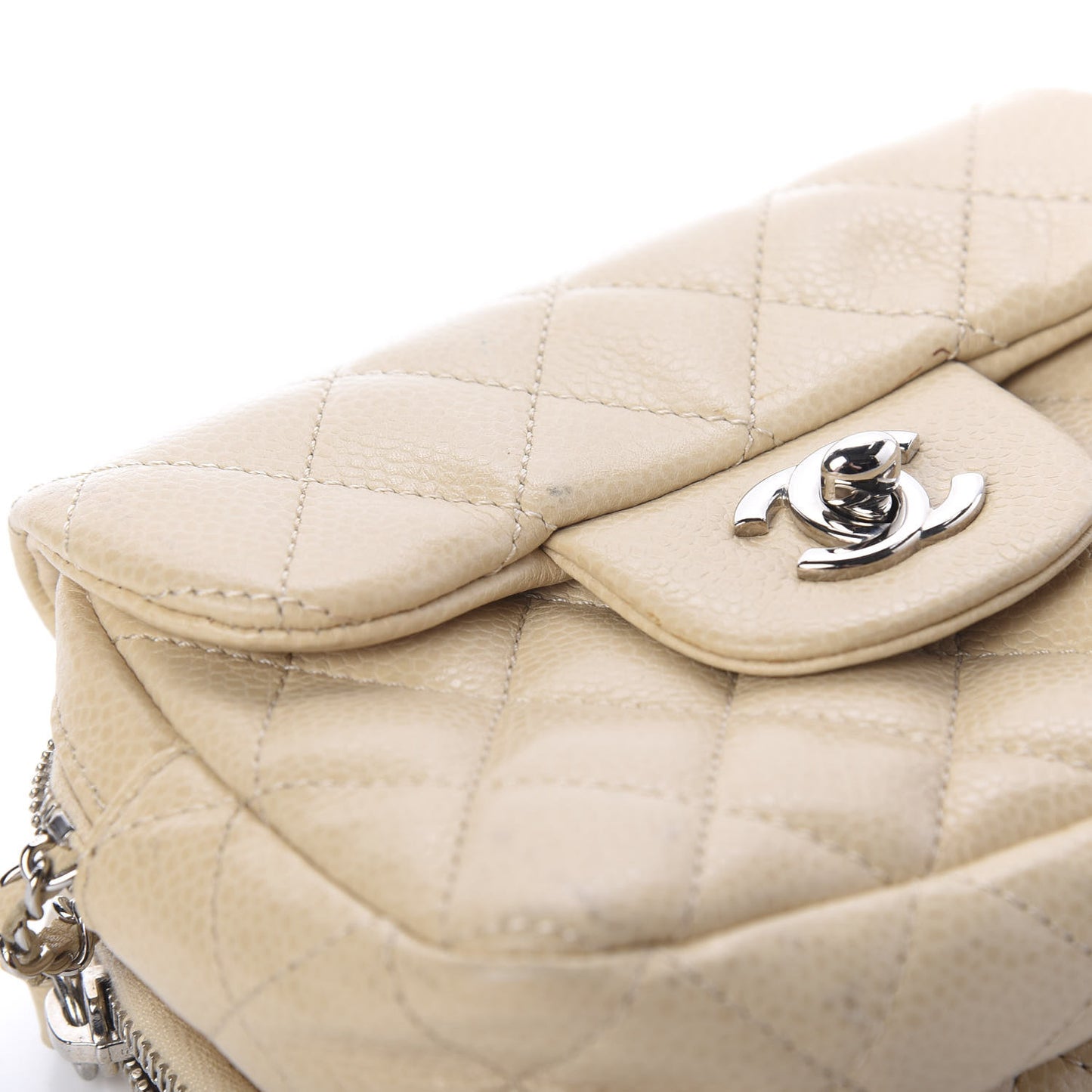 Caviar Quilted New Mini Flap Beige Clair
