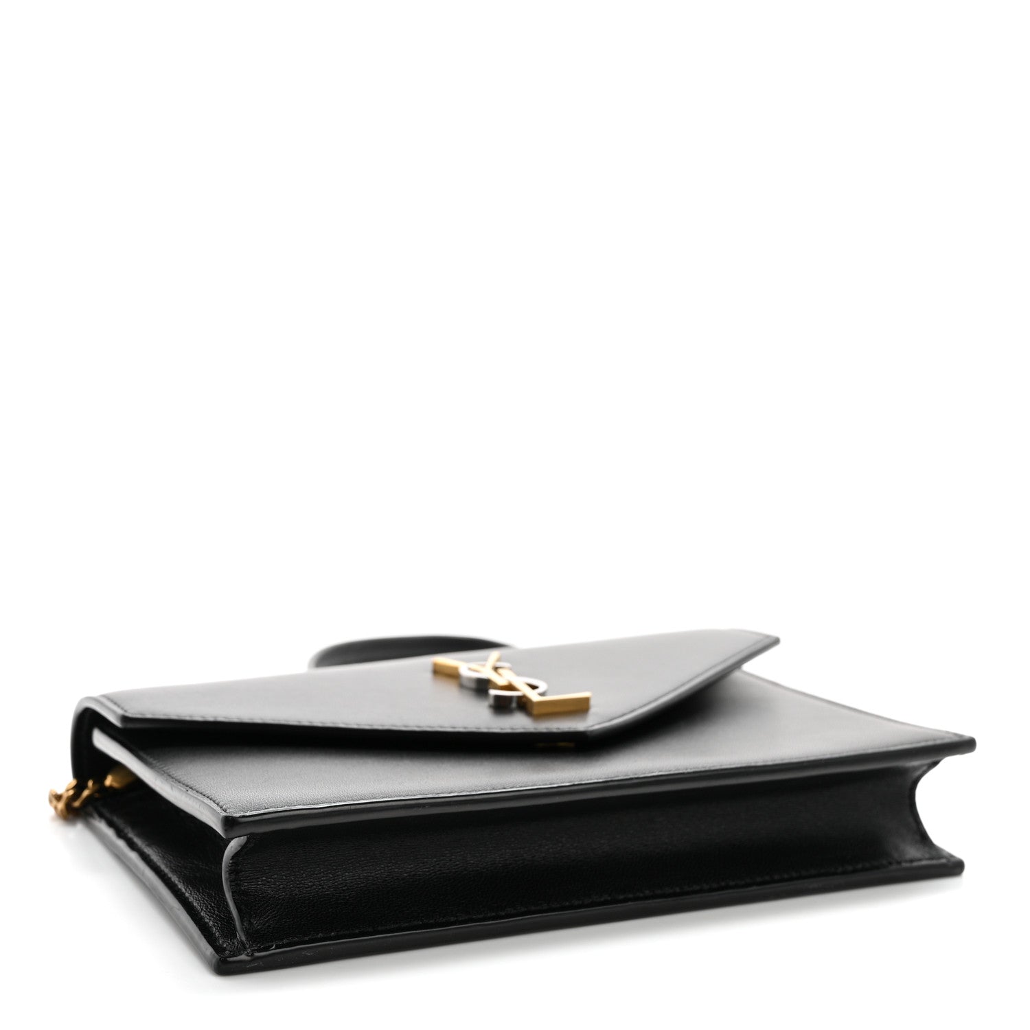 Saint Laurent Smooth Calfskin Nappa Monogram Chain Wallet Black 4 of 13
