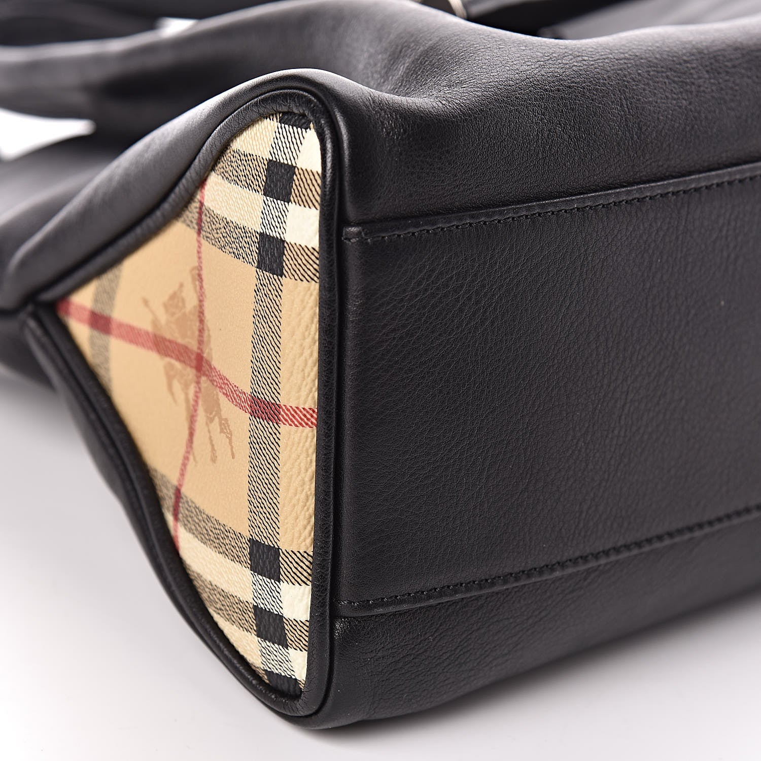 Burberry Smooth Calfskin Haymarket Check Horn Shoulder Bag Black 5 of 9