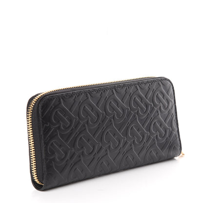Burberry Calfskin Embossed Monogram Zip Around Wallet Black 2 of 6