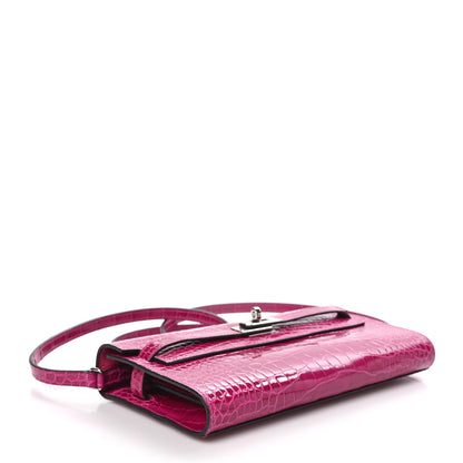 Hermes Shiny Alligator Kelly Wallet To Go Rose Pourpre 3 of 8