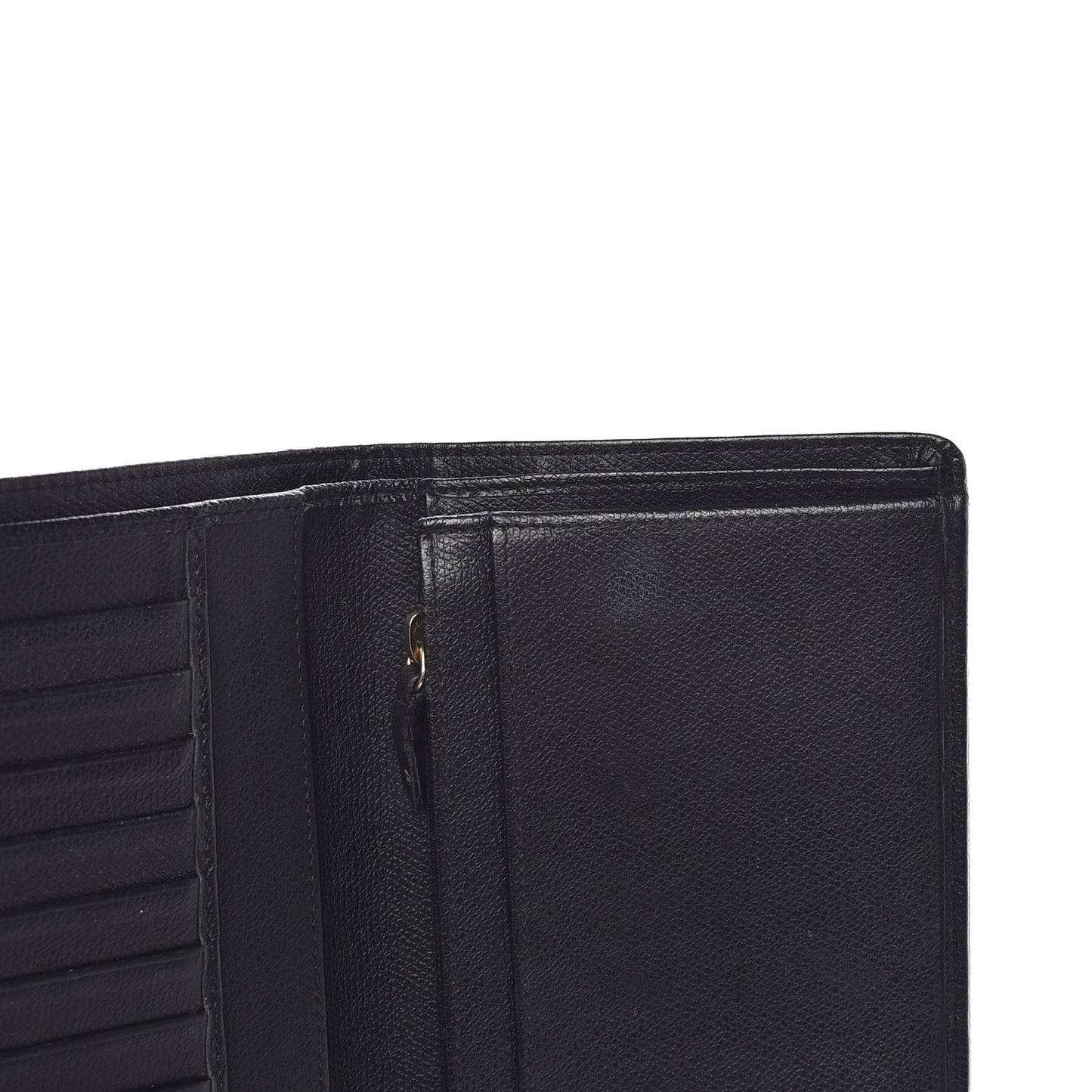 Grained Calfskin CC Button Yen Wallet Black