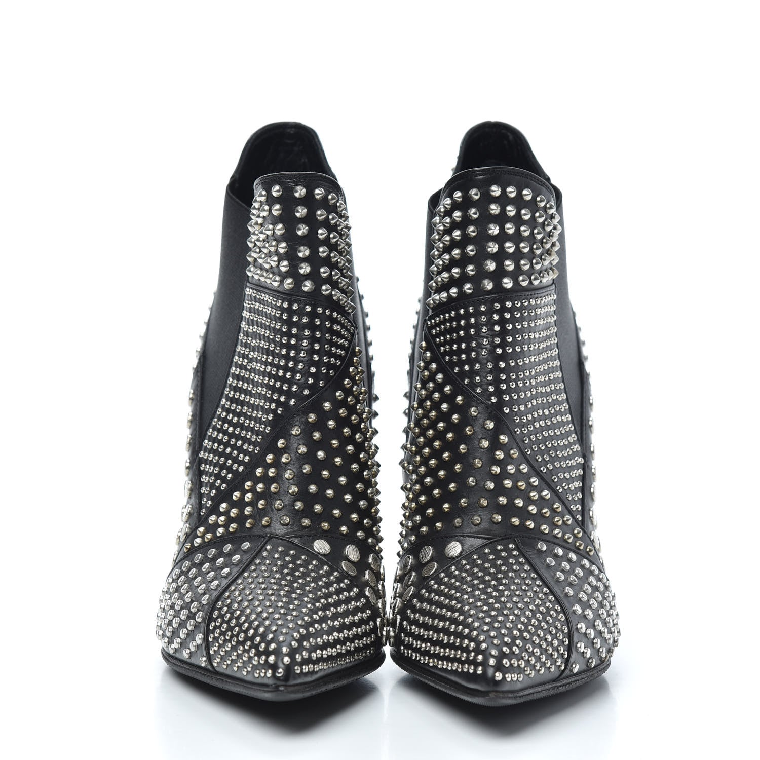 Saint Laurent Calfskin Studded Ankle Booties 36.5 Black 2 of 7