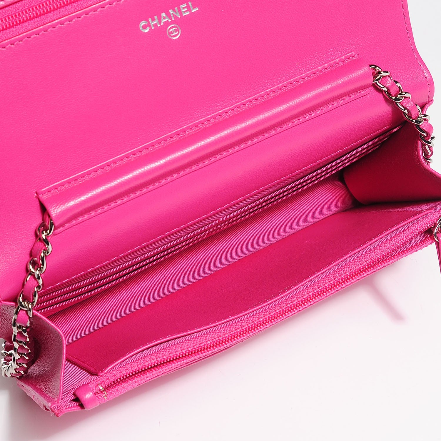Chanel Lambskin Quilted Wallet On Chain WOC Dark Pink 5 of 8