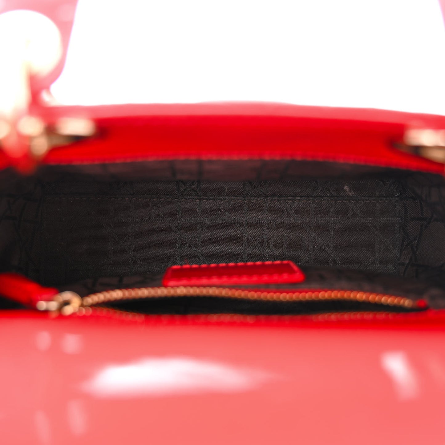 Patent Cannage Mini Lady Dior Red