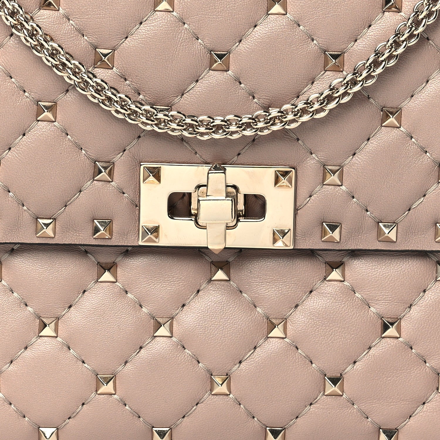 Valentino Garavani Lambskin Medium Rockstud Spike Shoulder Bag Poudre 7 of 9