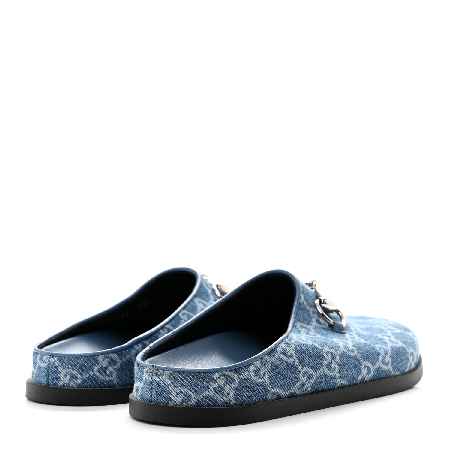 Gucci New Denim GG Monogram Granada Kid Womens Horsebit Mules 35 Blue 5 of 9