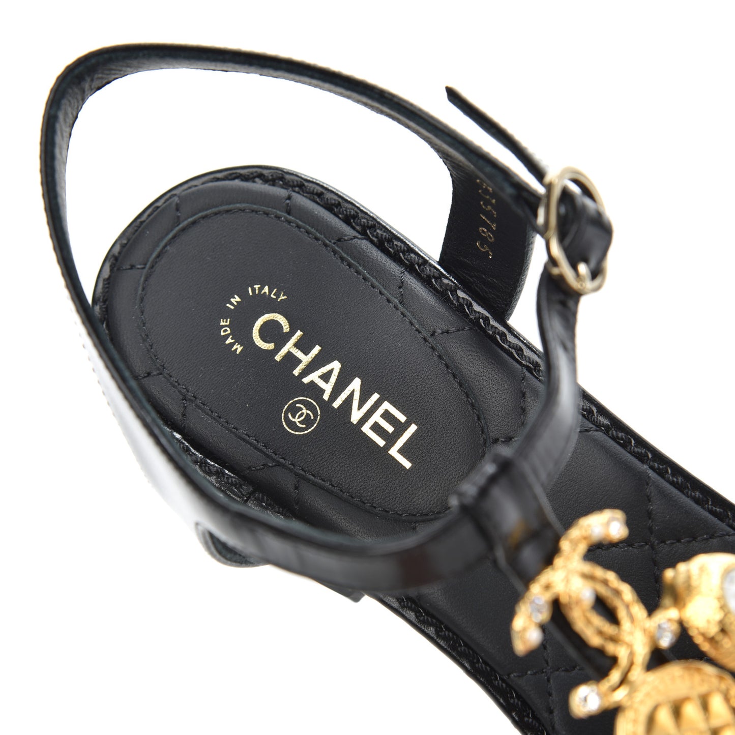 Calfskin Medallion CC Thong Sandals 38 Black