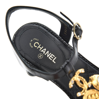 Chanel Calfskin Medallion CC Thong Sandals 38 Black 10 of 17