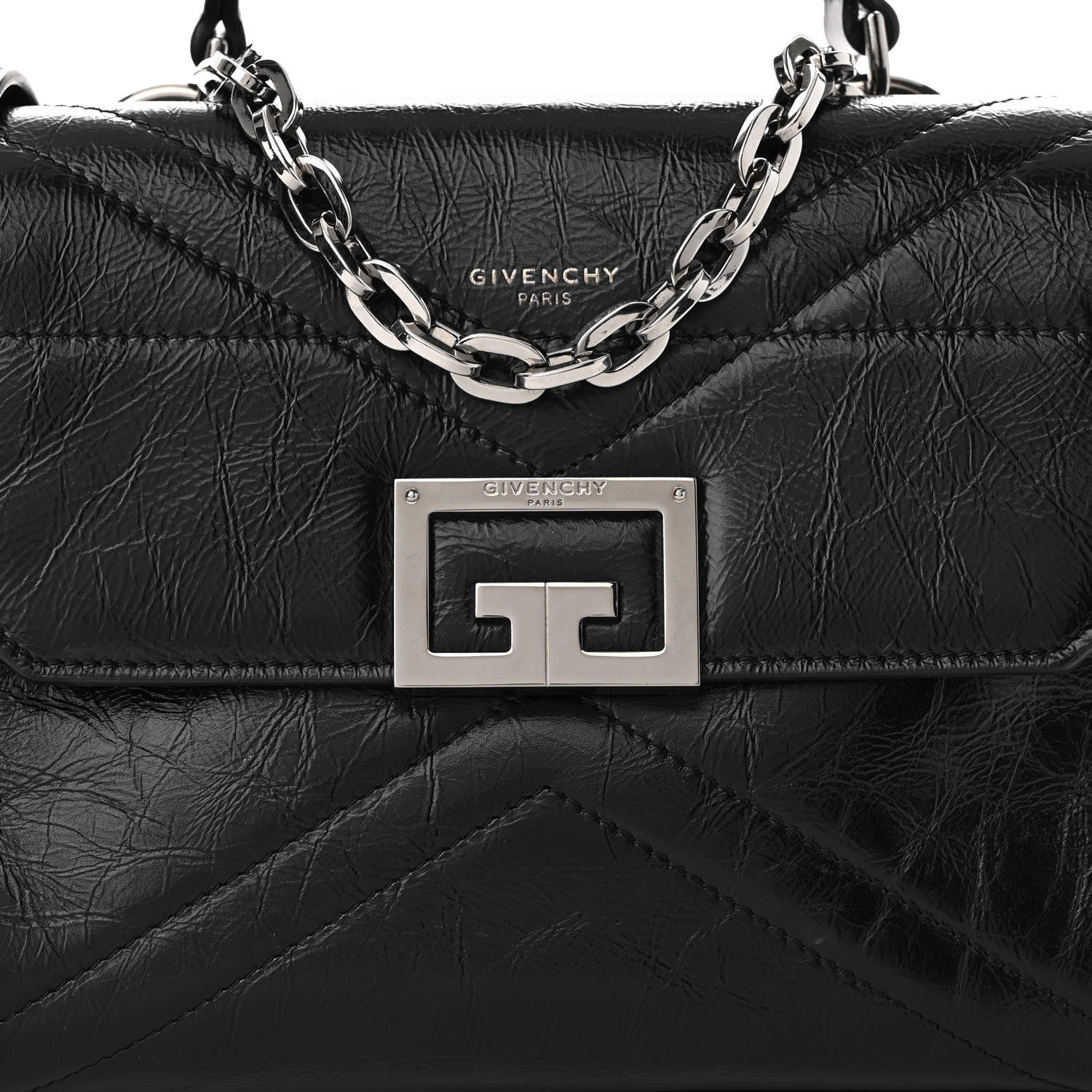 Givenchy Creased Patent Calfskin Small ID Flap Black 7 of 9