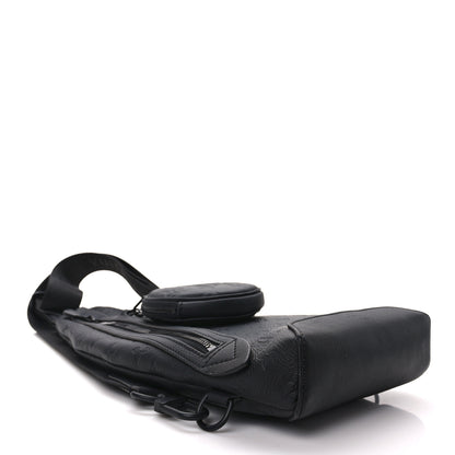 Louis Vuitton Calfskin Shadow Monogram Duo Slingbag Black 4 of 11