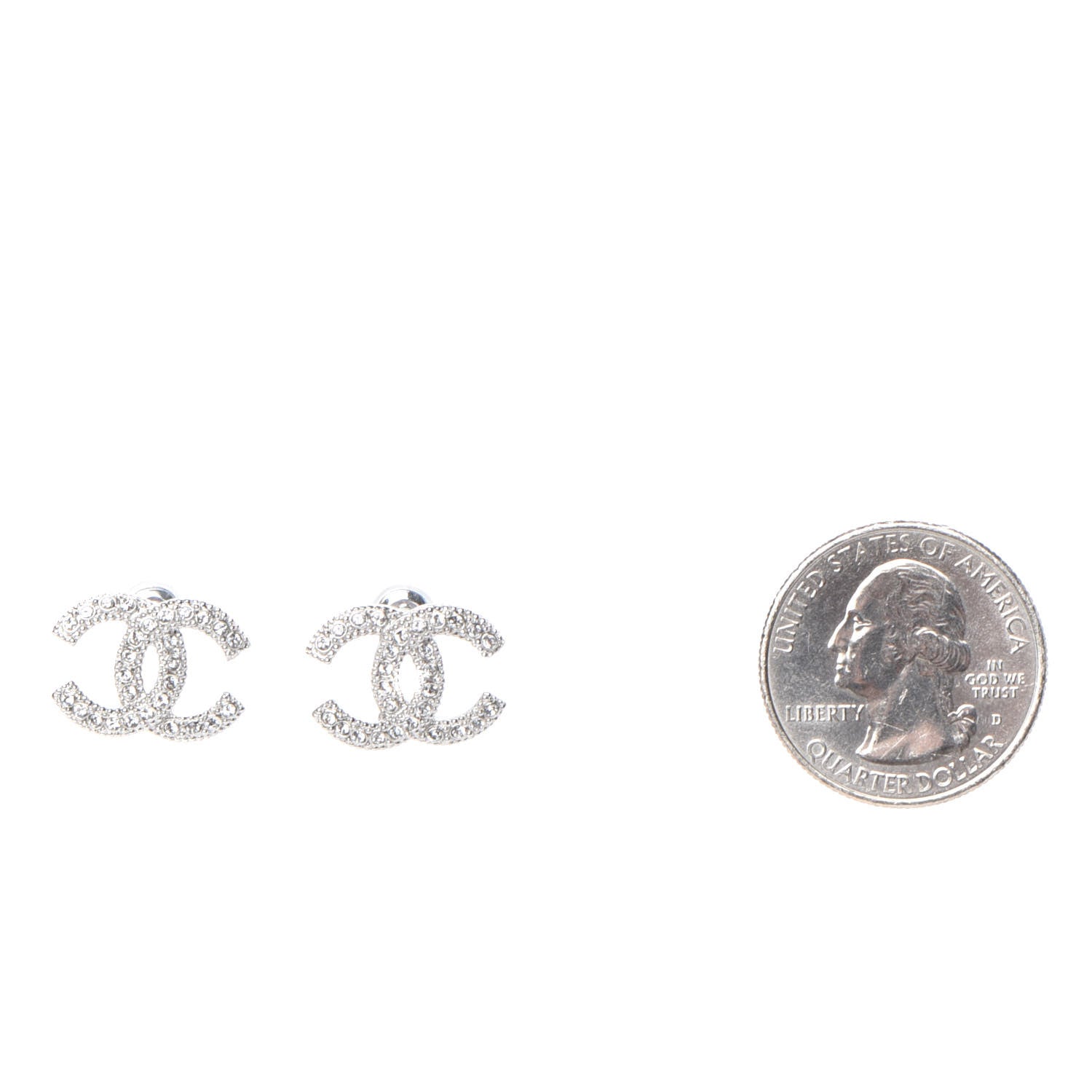 Chanel Crystal CC Earrings Silver 2 of 4