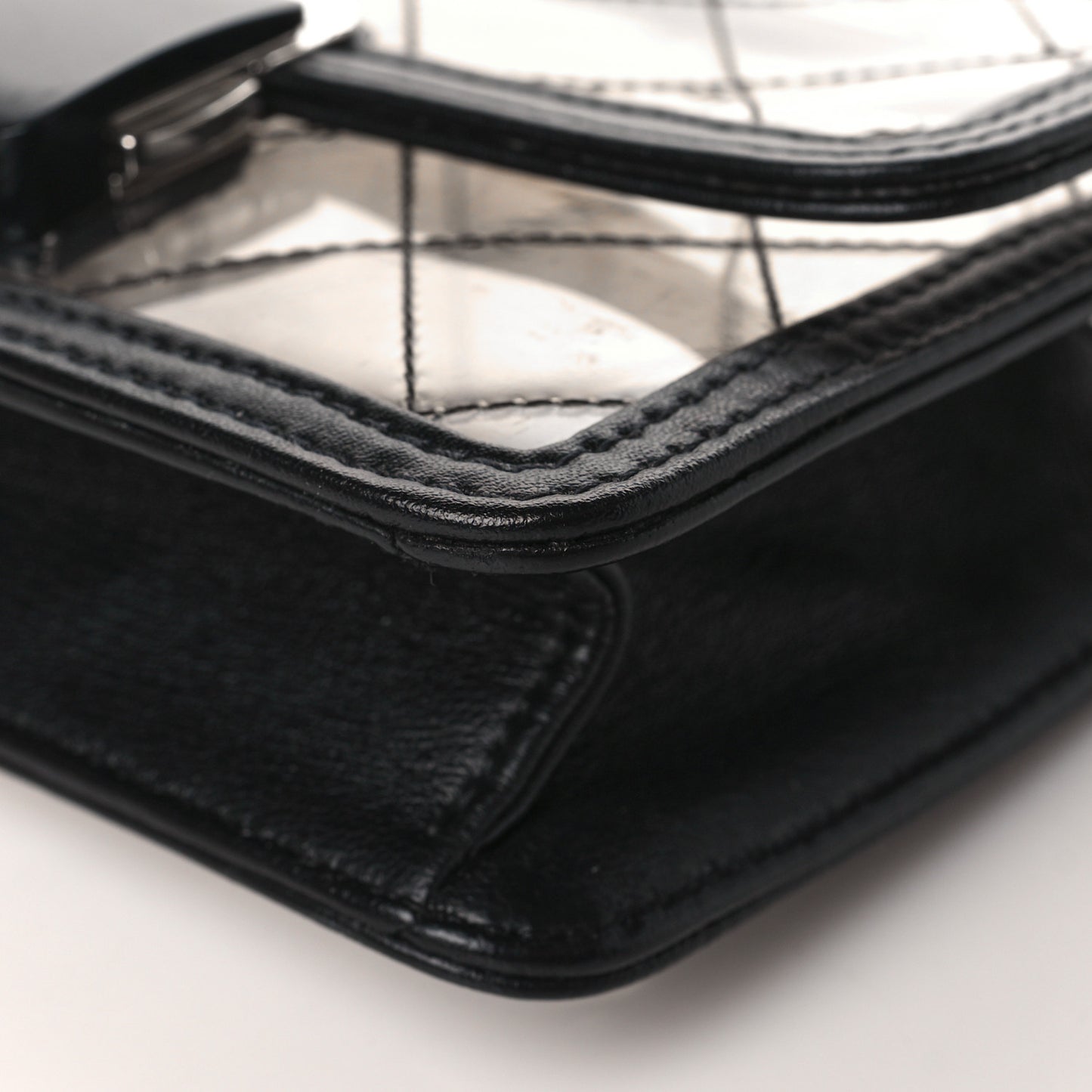PVC Lambskin Quilted Mini Beauty Lock Flap Black