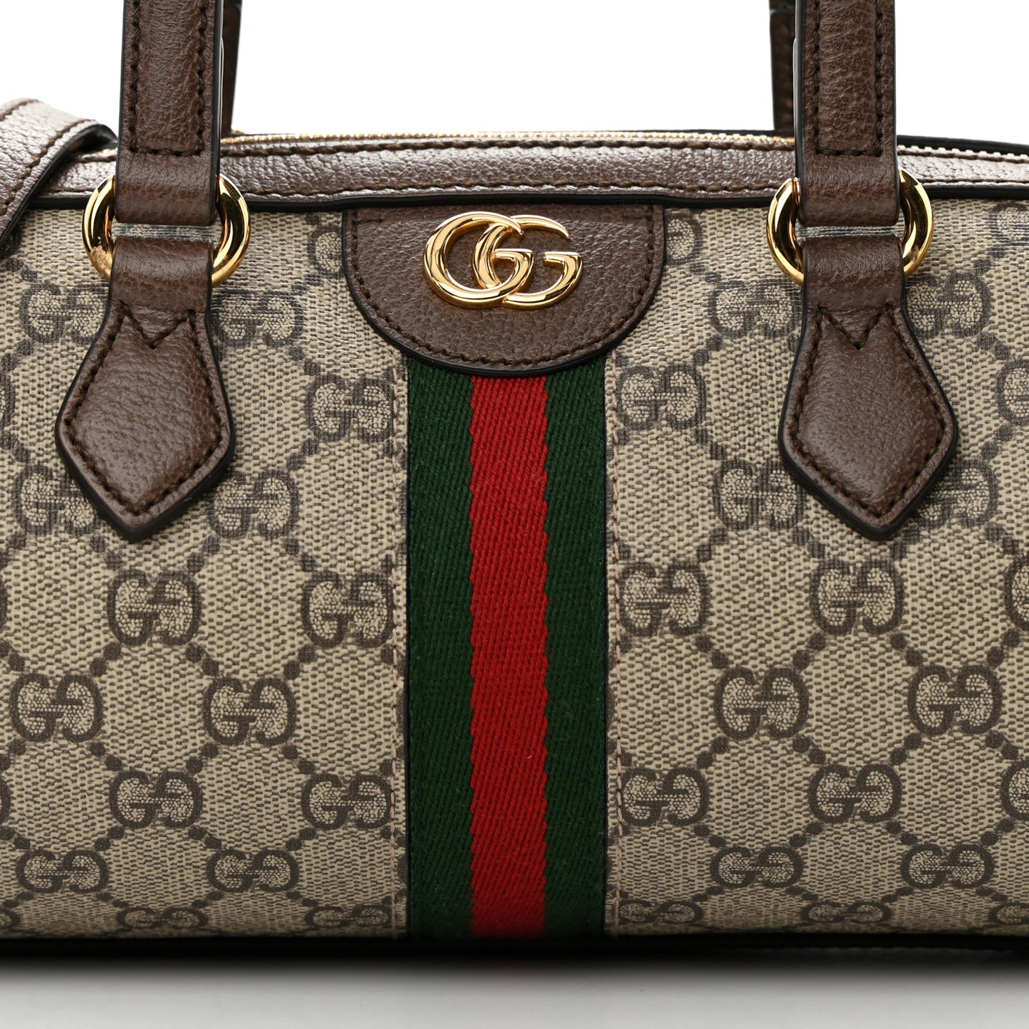 GG Supreme Monogram Web Small Ophidia Boston Bag Beige New Acero