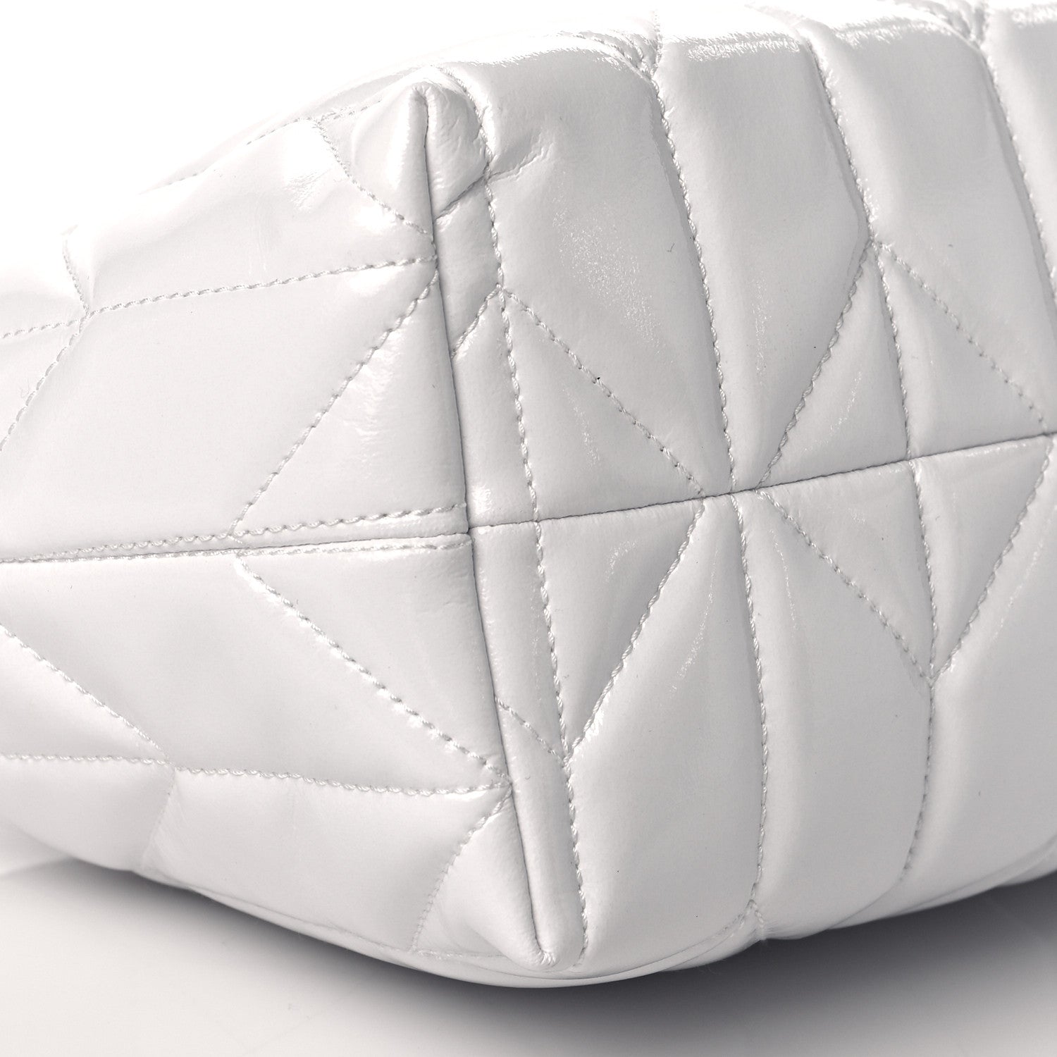 Miu Miu Iridescent Fabric Quilted Mini Spirit Ciré Bag White 9 of 10