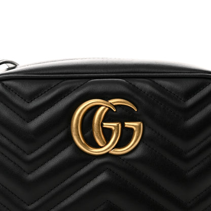 Gucci Calfskin Matelasse Small GG Marmont Chain Shoulder Bag Black 8 of 10