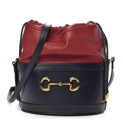 Gucci Azalea Sakai Be Green Calfskin Horsebit 1955 Drawstring Bucket Bag Blue New Cherry Red 1 of 10