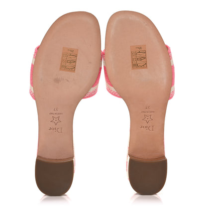 Christian Dior Cotton Toile de Jouy Embroidered Dway 55mm Slide Sandals 37 Off White Pink 5 of 9