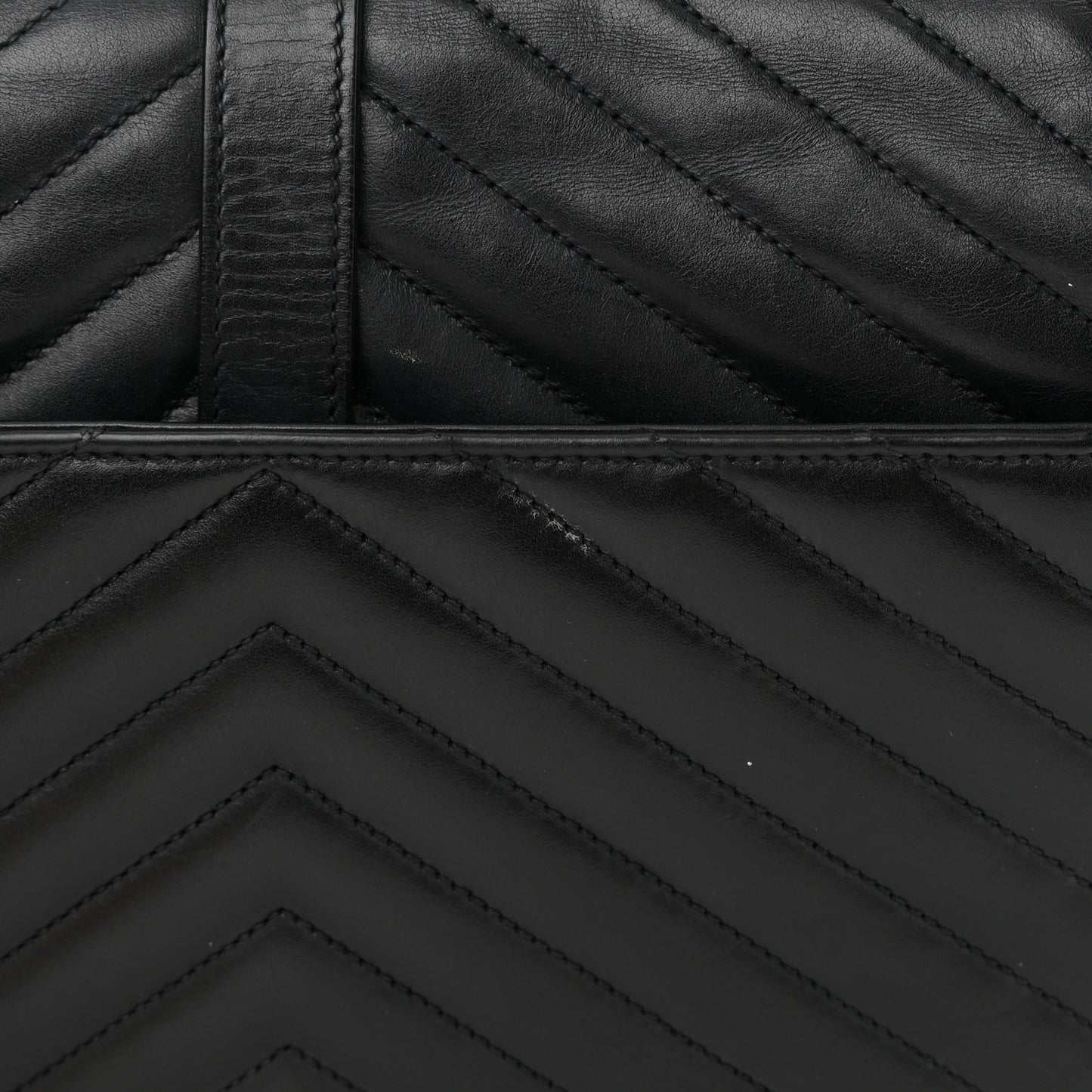 Smooth Calfskin Matelasse Chevron Large Monogram Satchel Black