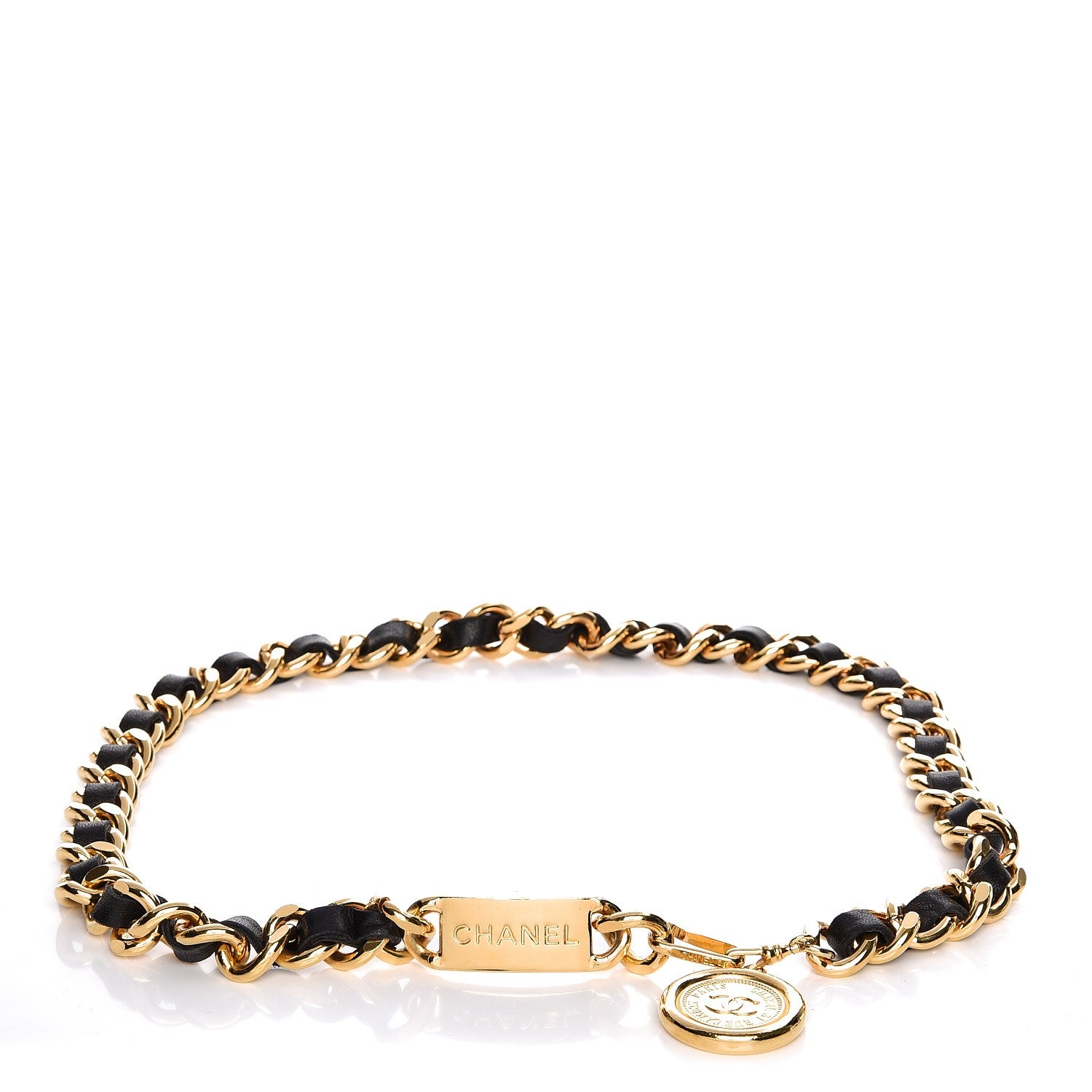 Chanel Lambskin Chain CC Medallion Belt Black Gold 1 of 6