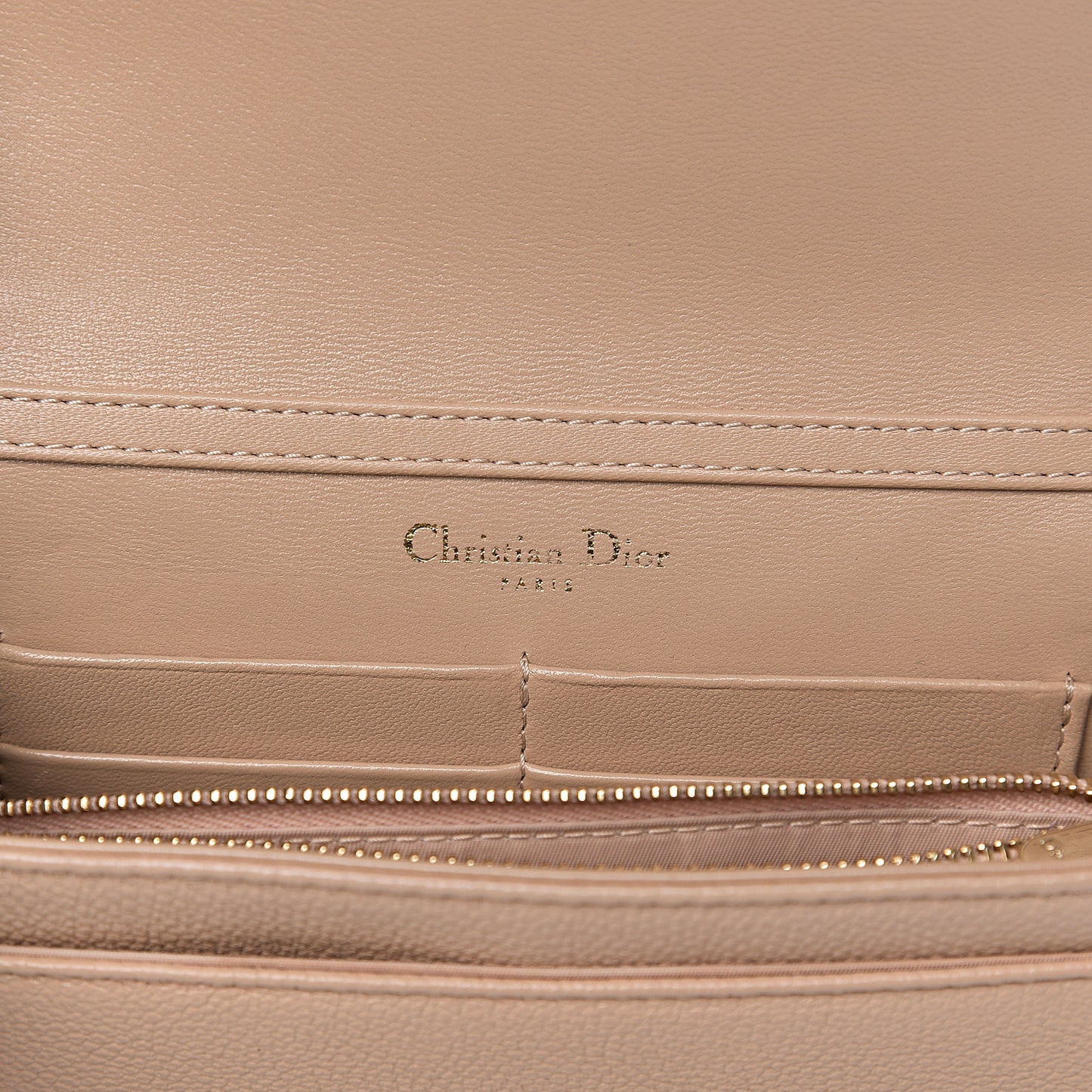 Grained Calfskin Diorama Wallet on Chain Pouch Nude
