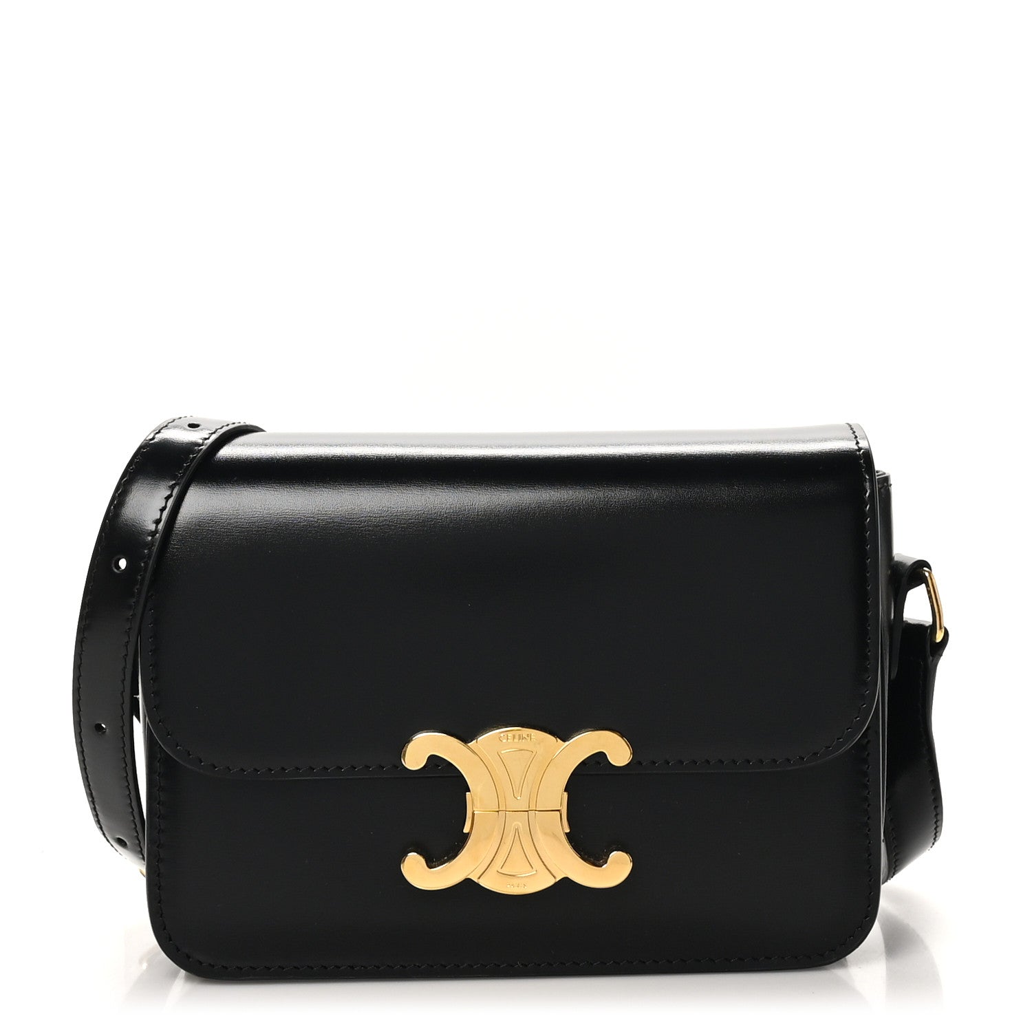 Celine Shiny Calfskin Teen Triomphe Black 1 of 9