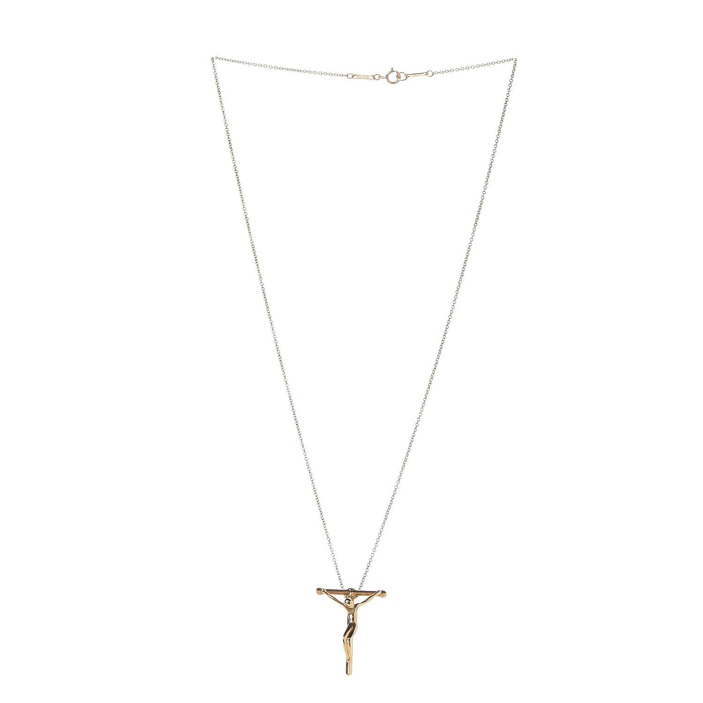 18K Yellow Gold Elsa Peretti Crucifix Pendant Necklace