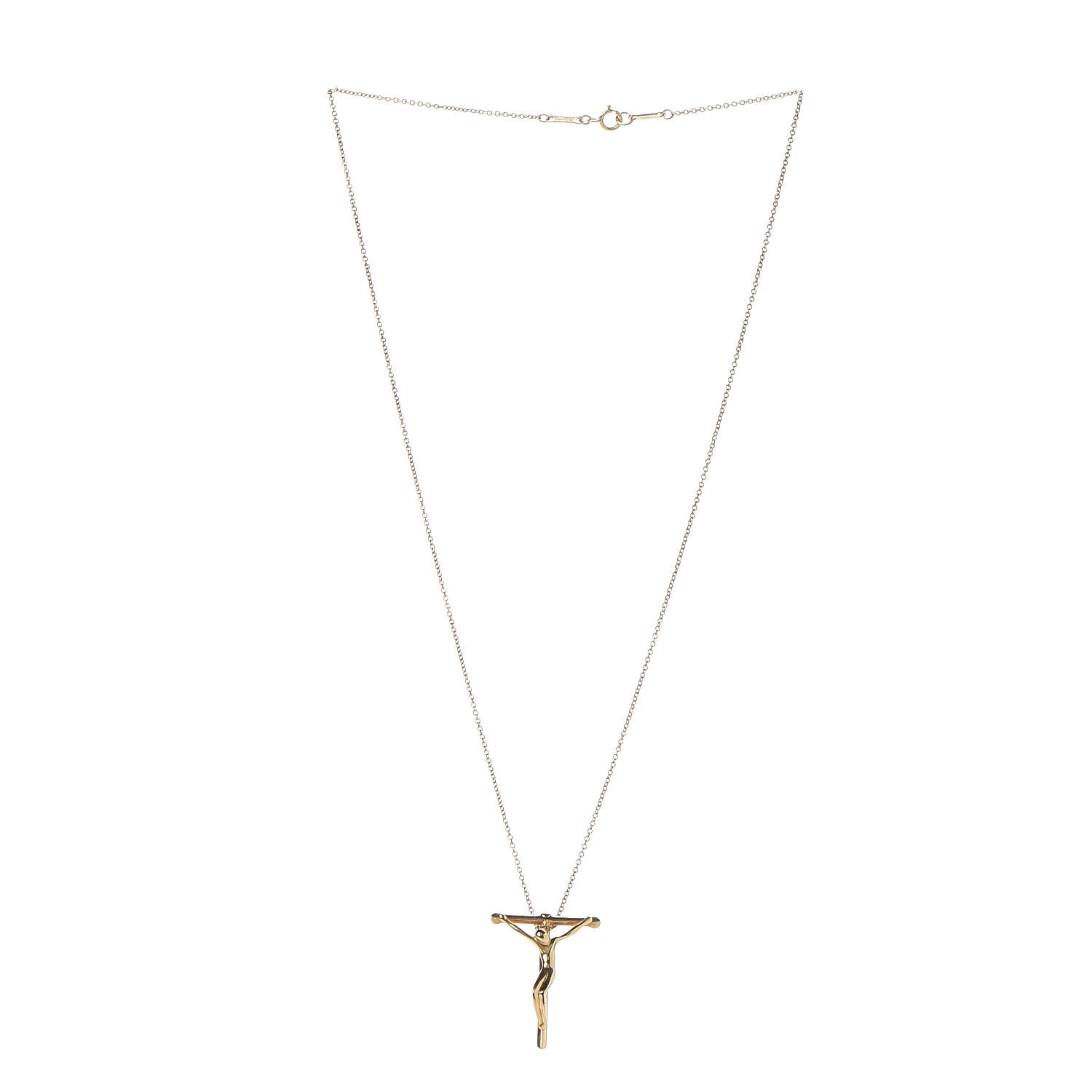 Tiffany 18K Yellow Gold Elsa Peretti Crucifix Pendant Necklace 3 of 11