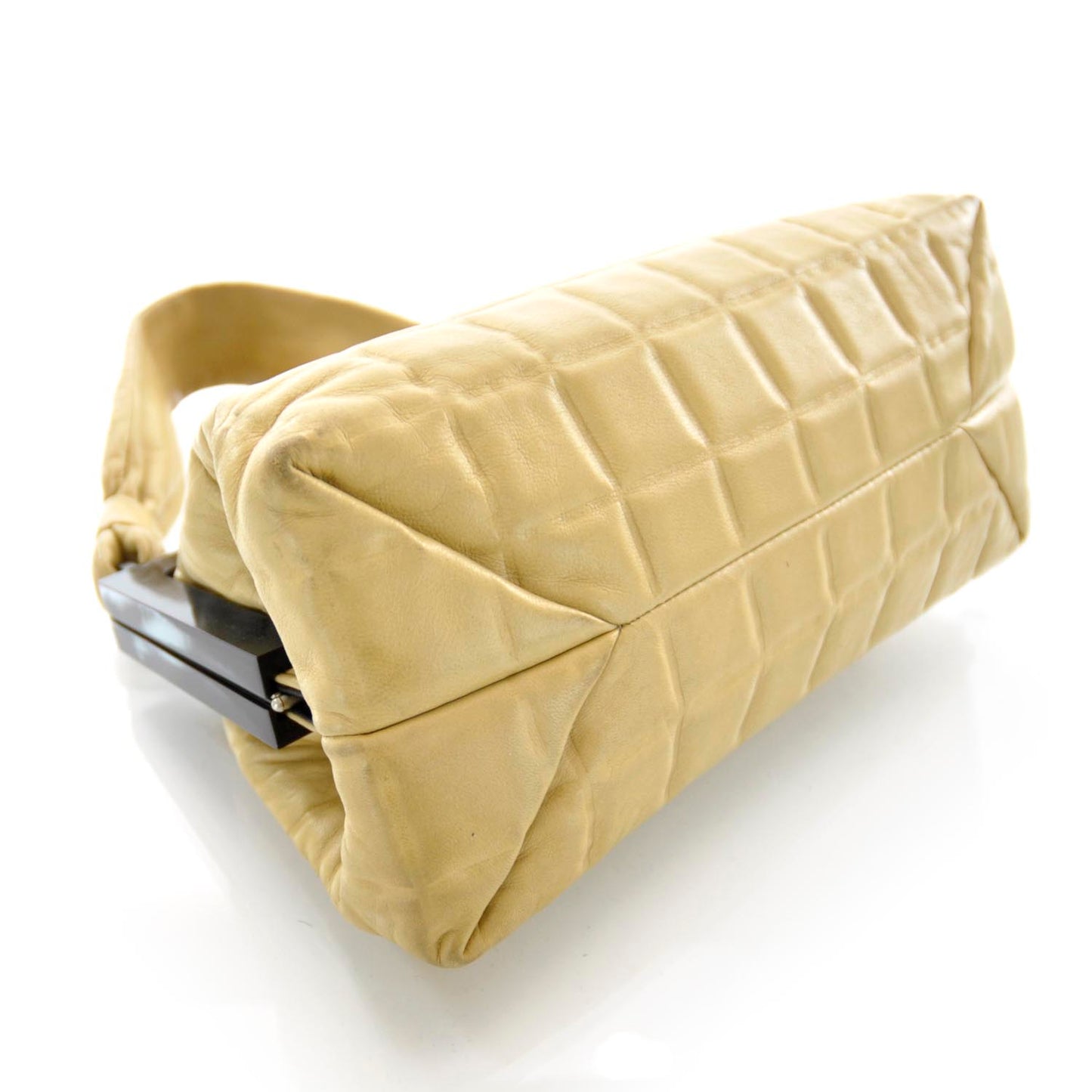 Lambskin Chocolate Bar Quilted Frame Bag Beige