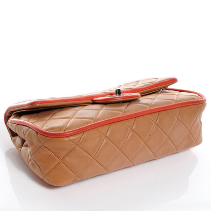 Chanel Lambskin Quilted Medium Double Flap Light Brown Coral 4 of 10