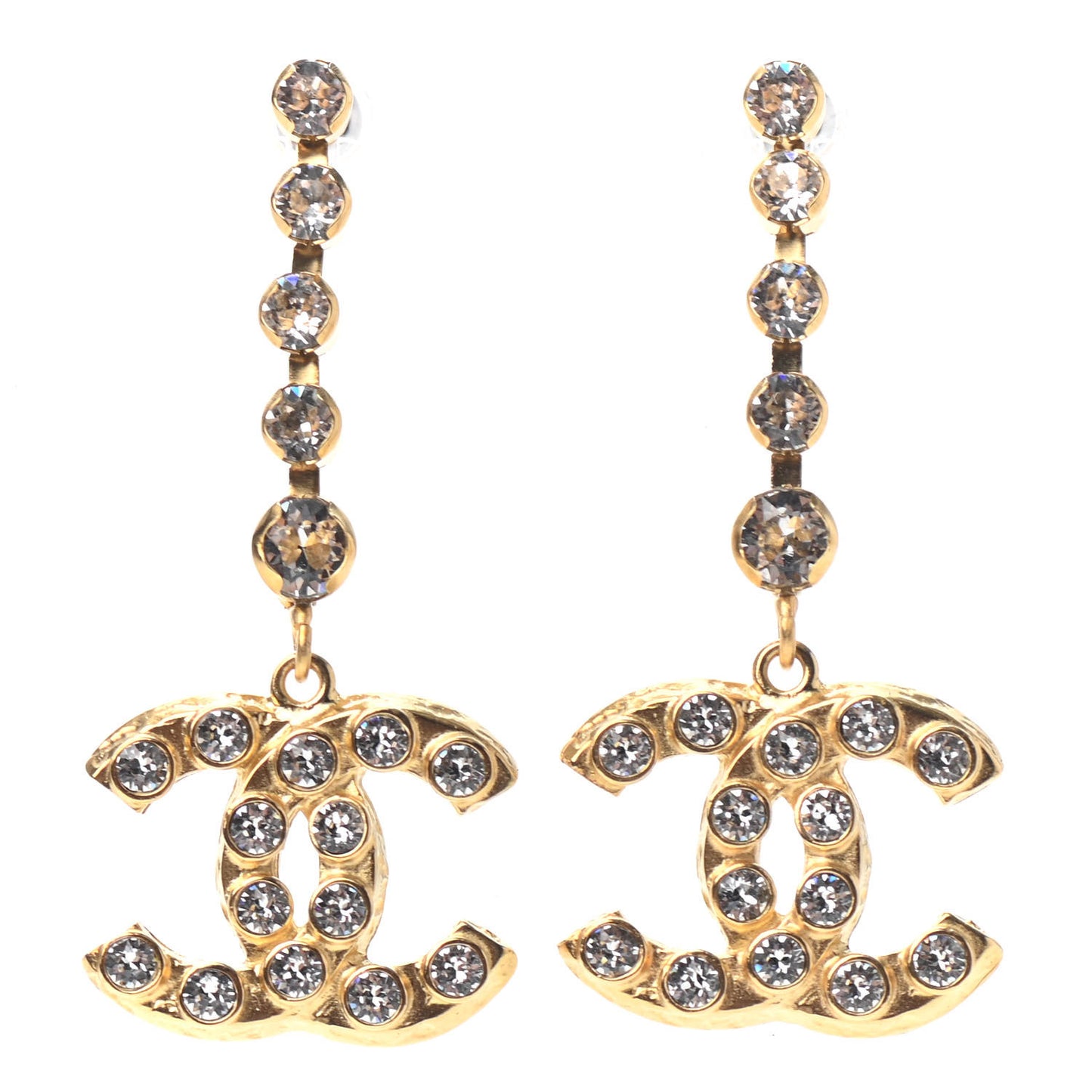CC Crystal Drop Earrings Gold