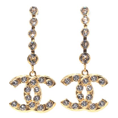 Chanel CC Crystal Drop Earrings Gold 1 of 4