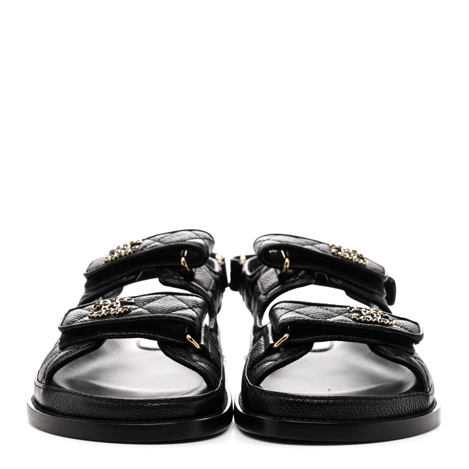 Chanel Grained Calfskin Velcro Dad Sandals 38 Black 3 of 10