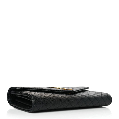Saint Laurent Grain De Poudre Mixed Matelasse Triquilt Large Monogram Wallet Black 4 of 7