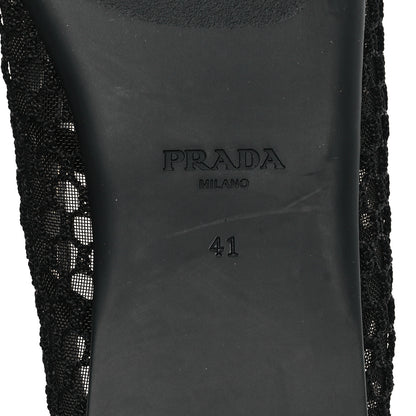 Prada Mesh Fabric Ballerina Flats 41 Black 7 of 8