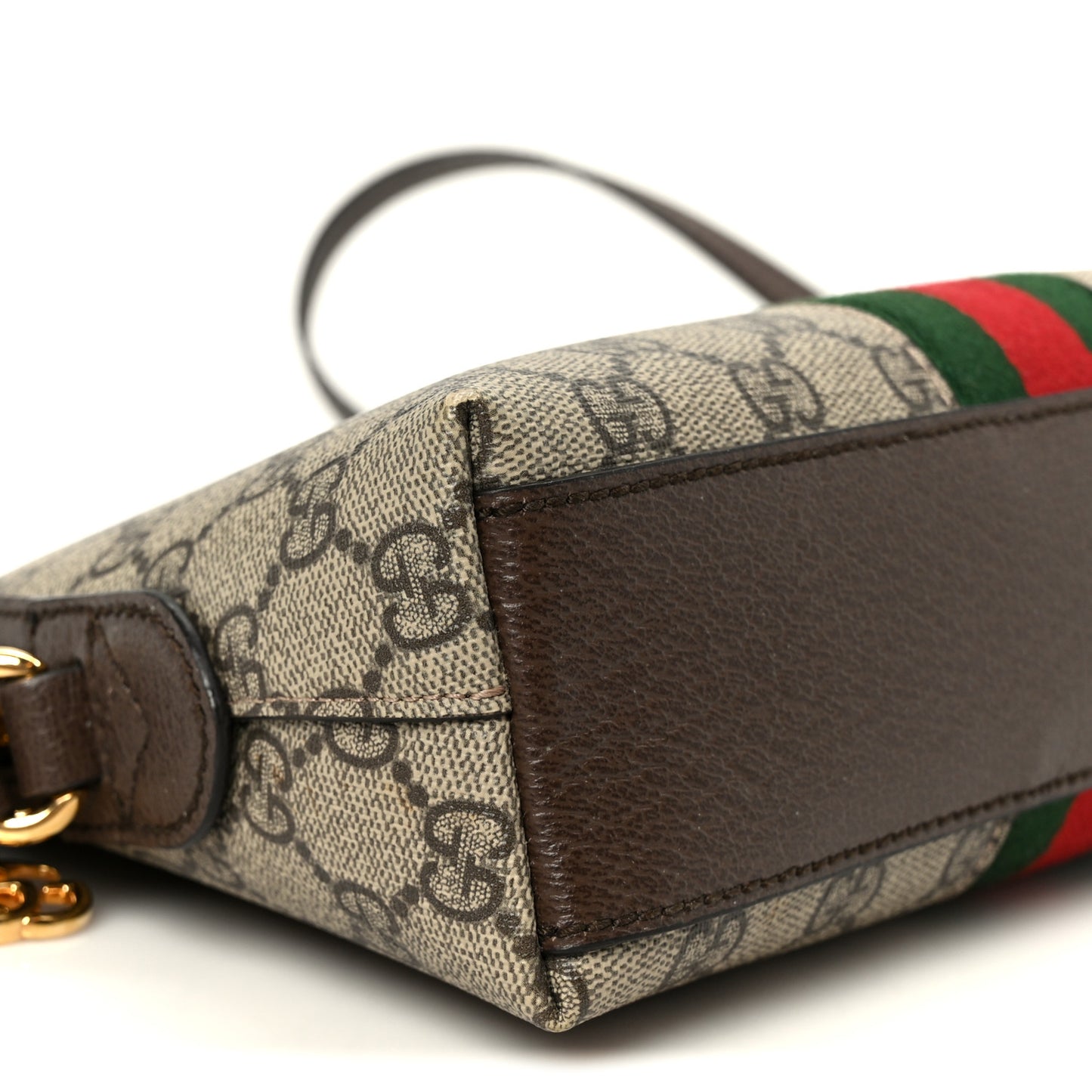GG Supreme Monogram Textured Dollar Calfskin Web Small Ophidia Dome Shoulder Bag Beige Ebony New Acero