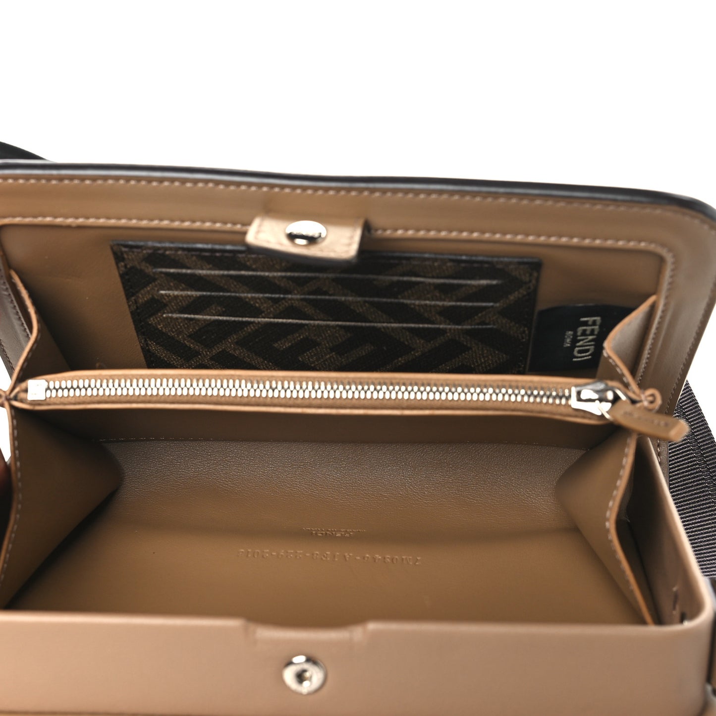 Glazed Fabric Vitello Liberty FF 1974 Diagonal Small Camera Case Tobacco Sand Black