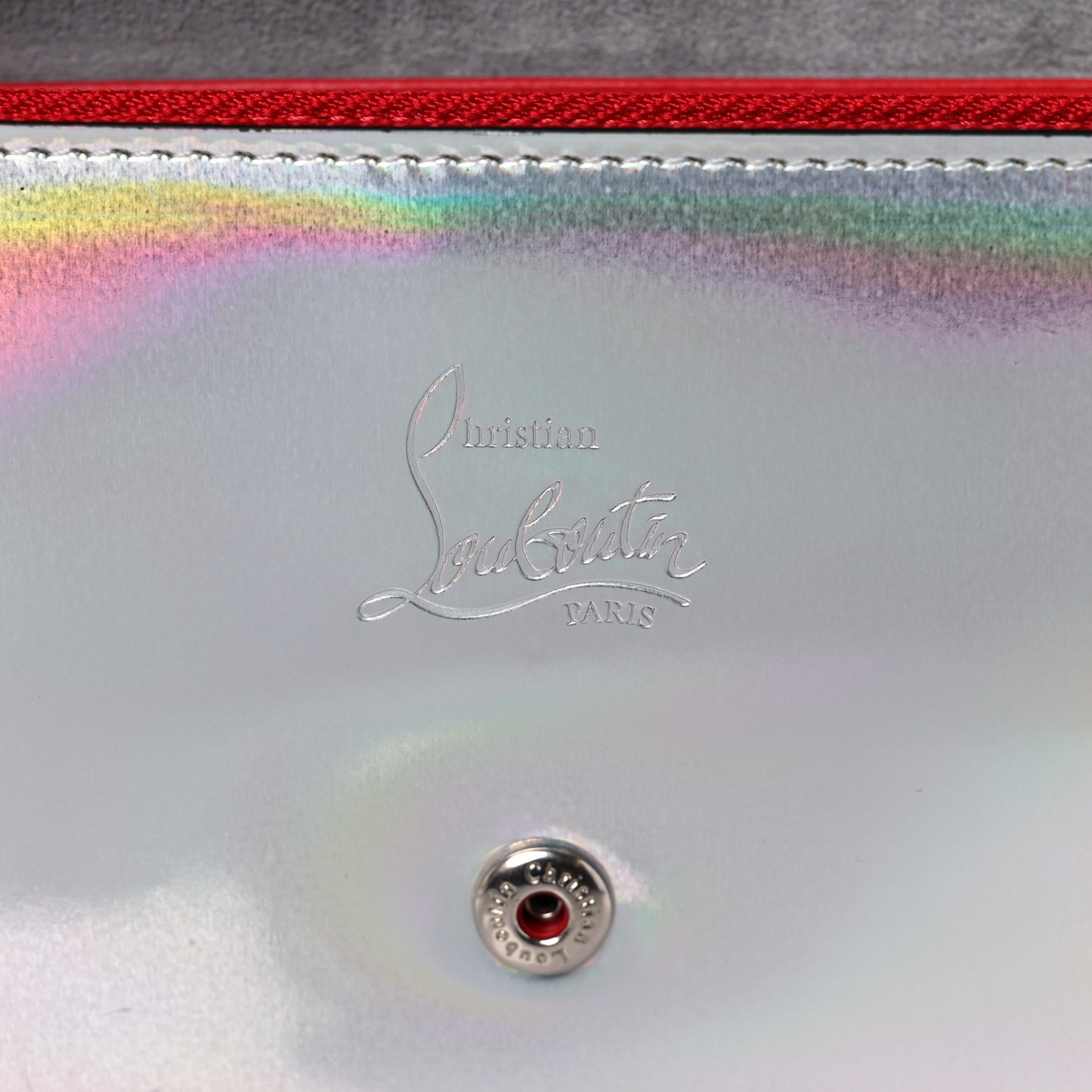 Metallic Calfskin Spikes Paloma Clutch Silver