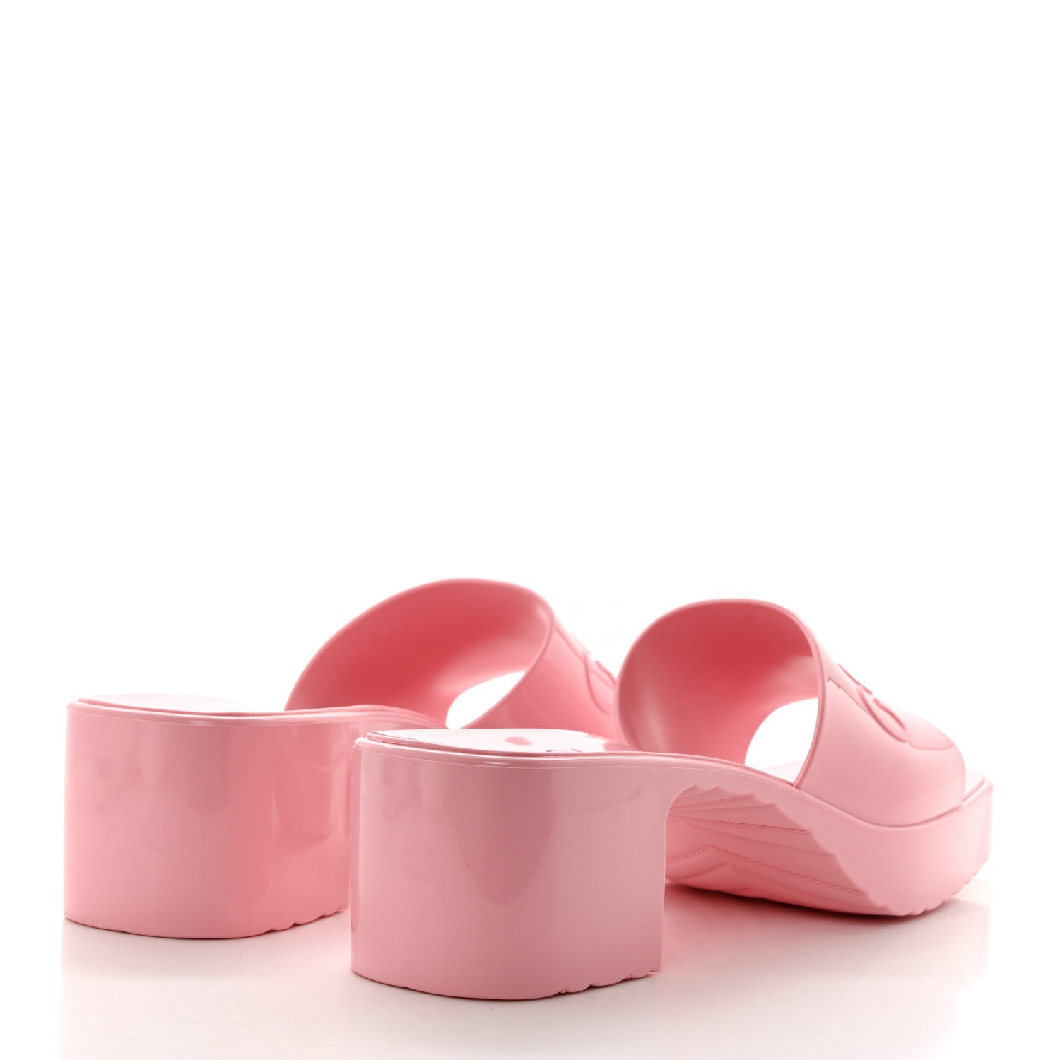 Gucci Rubber Gucci Logo Womens Platform 20/60mm Slide Sandals 37 Wild Rose 4 of 9