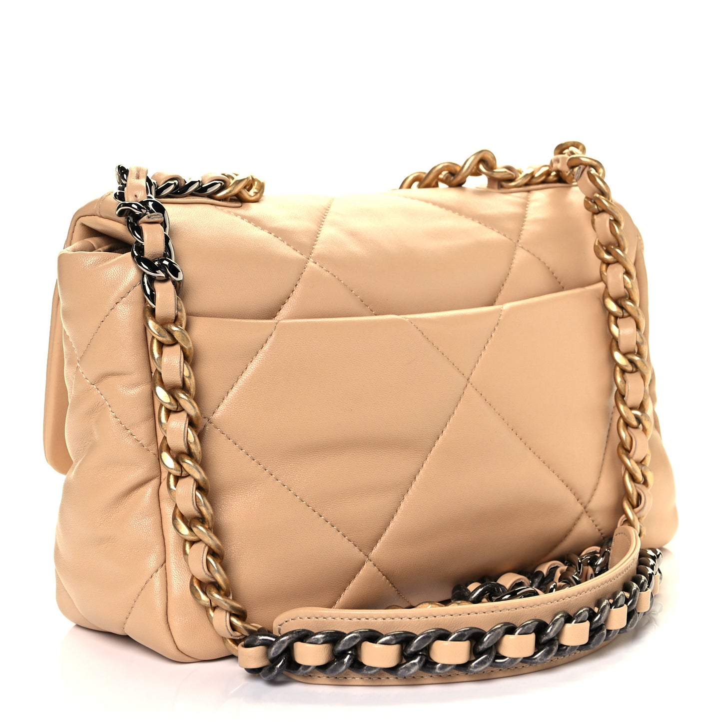 Lambskin Quilted Medium Chanel 19 Flap Light Beige