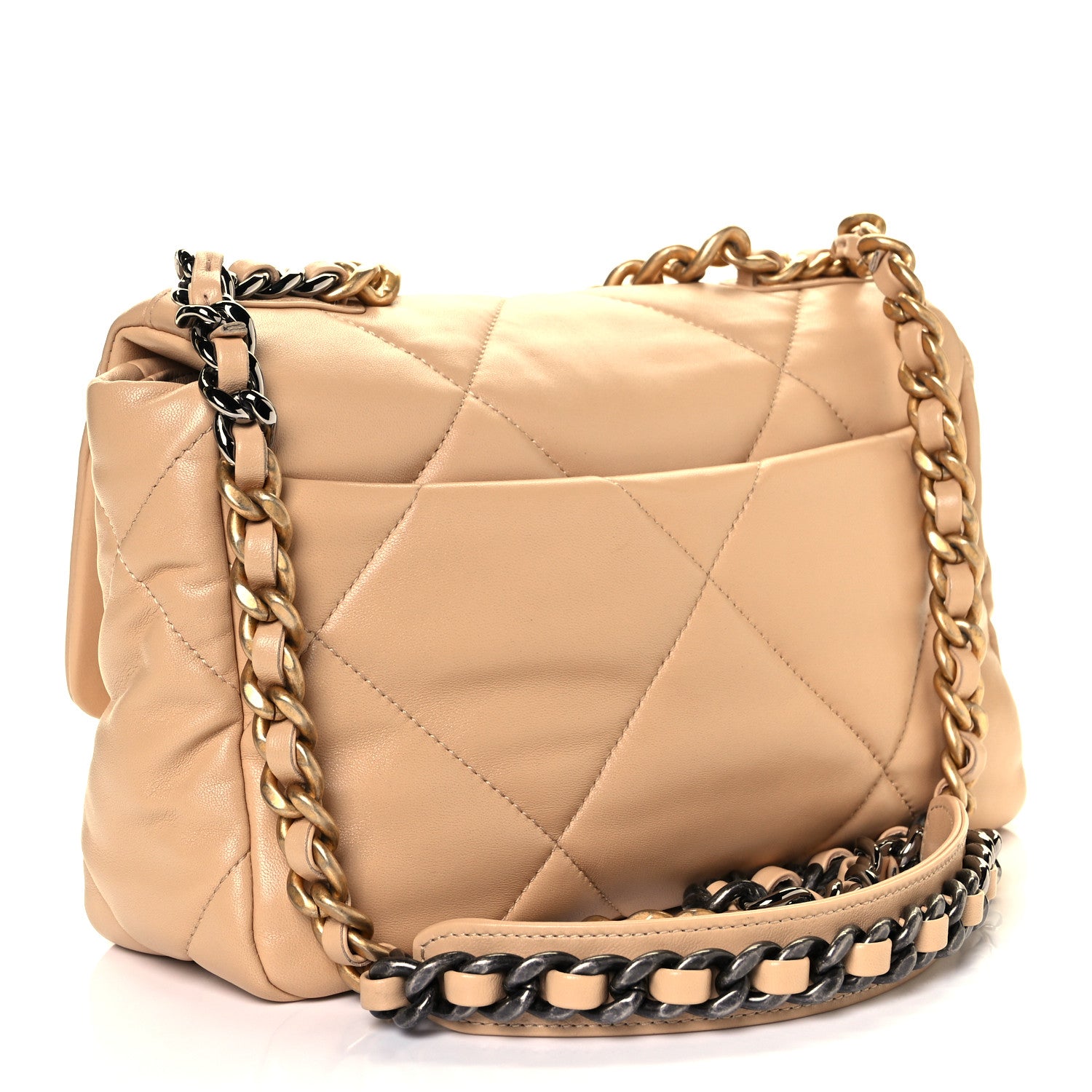 Chanel Lambskin Quilted Medium Chanel 19 Flap Light Beige 3 of 10