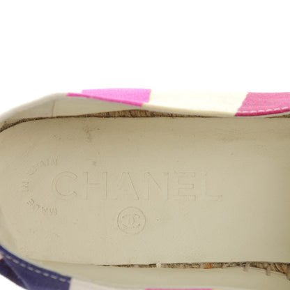 Chanel Fabric Striped Patent CC Espadrilles 38 Multicolor Black 9 of 9