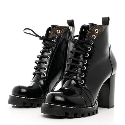 Louis Vuitton Patent Calfskin Monogram Star Trail Ankle Boots 39 Black 3 of 9
